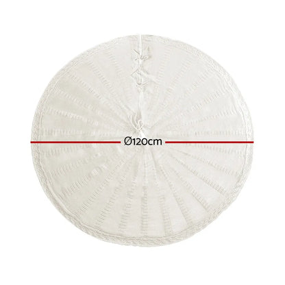 Jingle Jollys Christmas Tree Skirt 120cm Knitted Xmas Tree Ornaments Decor Beige - Image 2
