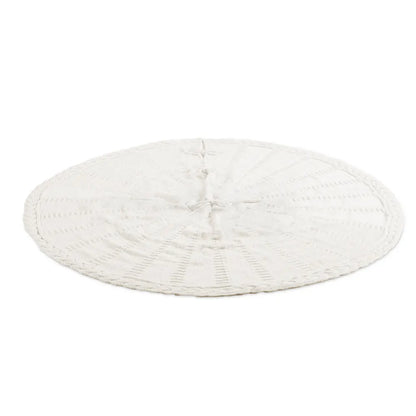 Jingle Jollys Christmas Tree Skirt 90cm Knitted Fabric Xmas Ornament Decor Beige - Image 3