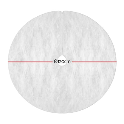 Jingle Jollys Christmas Tree Skirt 120cm Plush Xmas Fluffy Ornaments Decor White - Image 2