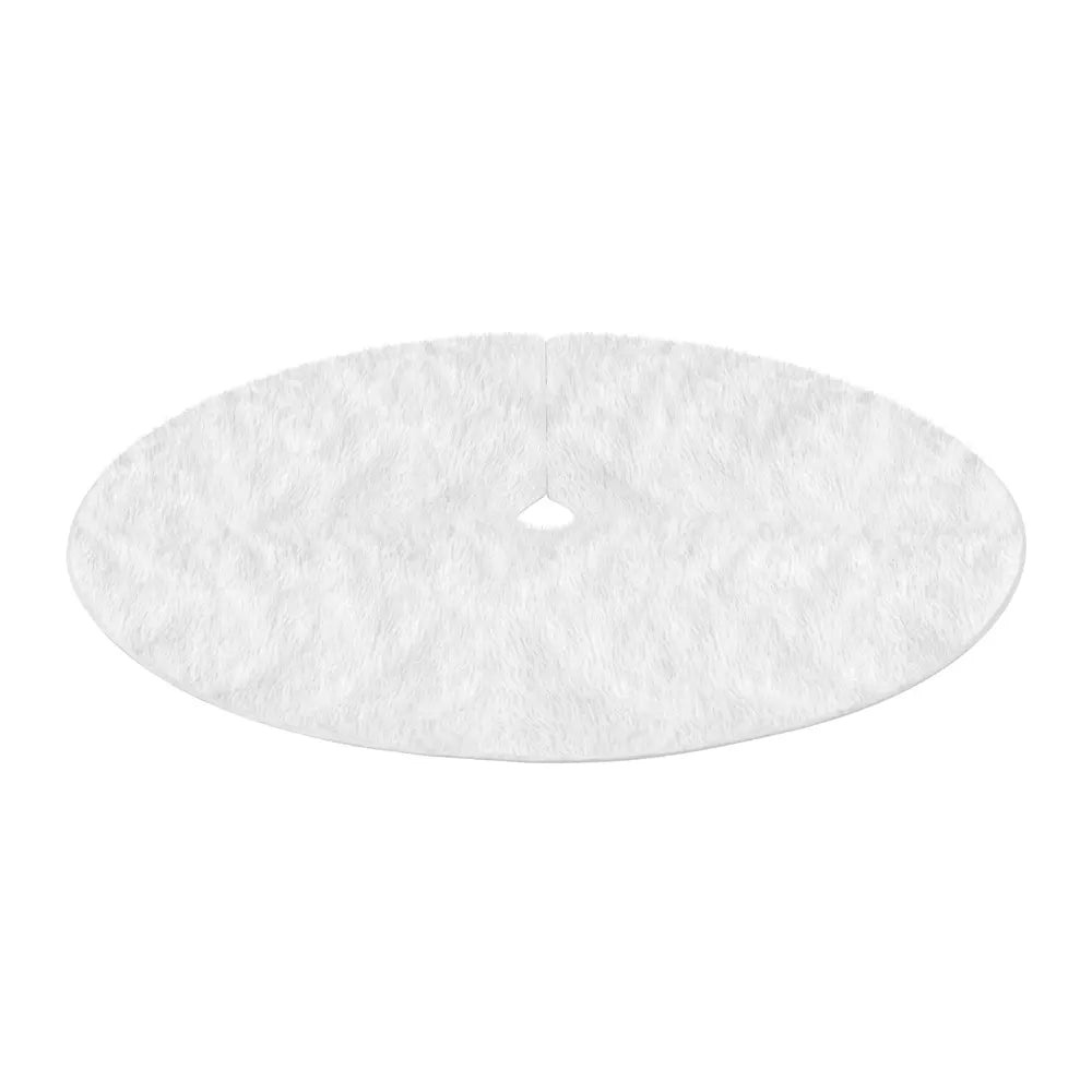 Jingle Jollys Christmas Tree Skirt 120cm Plush Xmas Fluffy Ornaments Decor White - Image 3