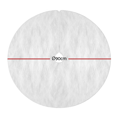 Jingle Jollys Christmas Tree Skirt 90cm Plush Xmas Fluffy Ornaments Decor White - Image 2