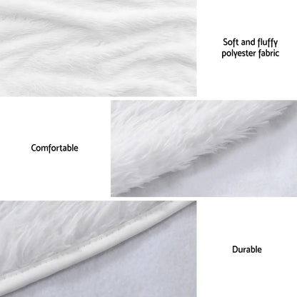 Jingle Jollys Christmas Tree Skirt 90cm Plush Xmas Fluffy Ornaments Decor White - Image 6