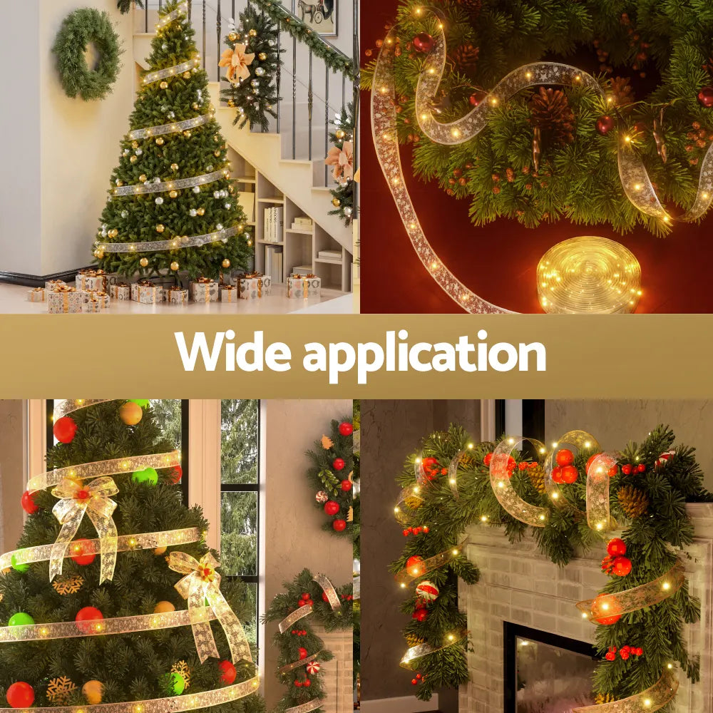 Jingle Jollys 20M Christmas Lights Fairy Ribbon Light 200 LED Xmas Decor Warm - Image 4