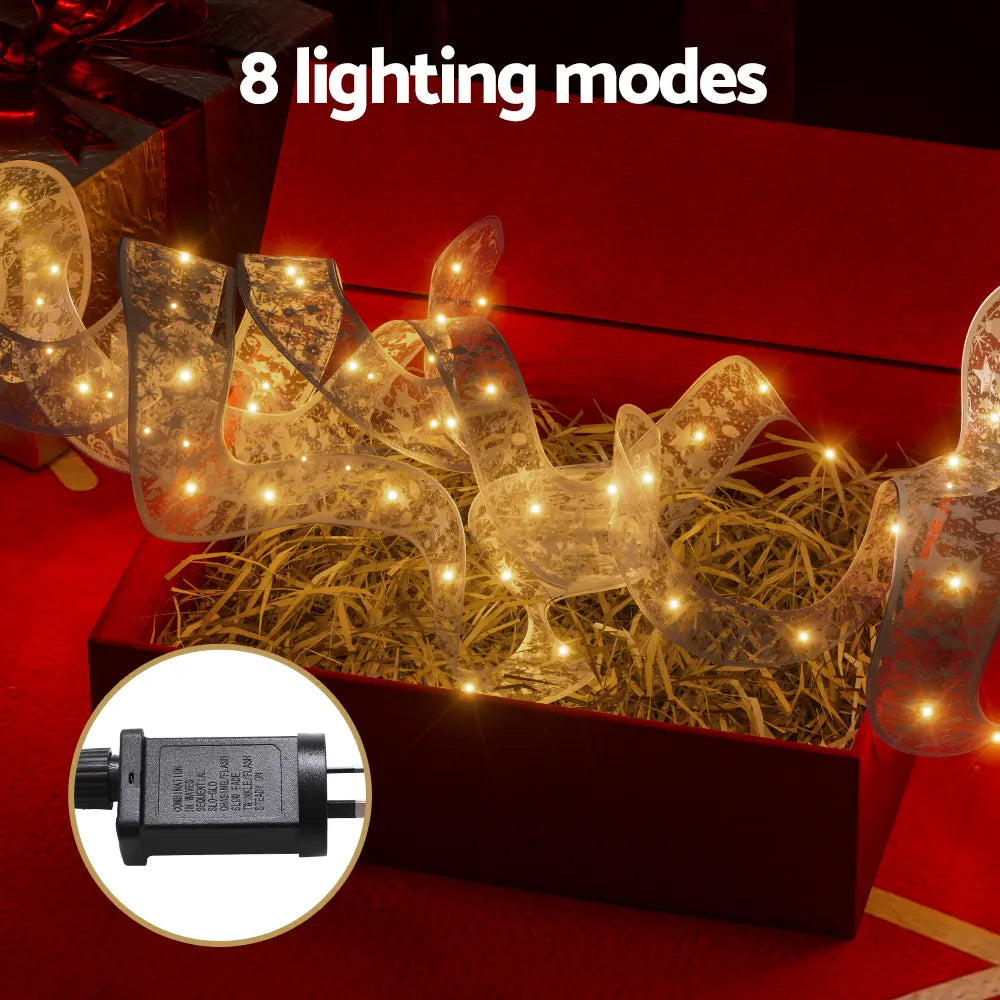 Jingle Jollys 20M Christmas Lights Fairy Ribbon Light 200 LED Xmas Decor Warm - Image 5
