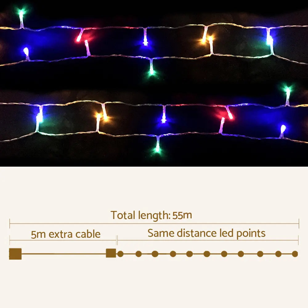 Jingle Jollys 50M Christmas Lights String Light 500 LED Colourful - Image 3