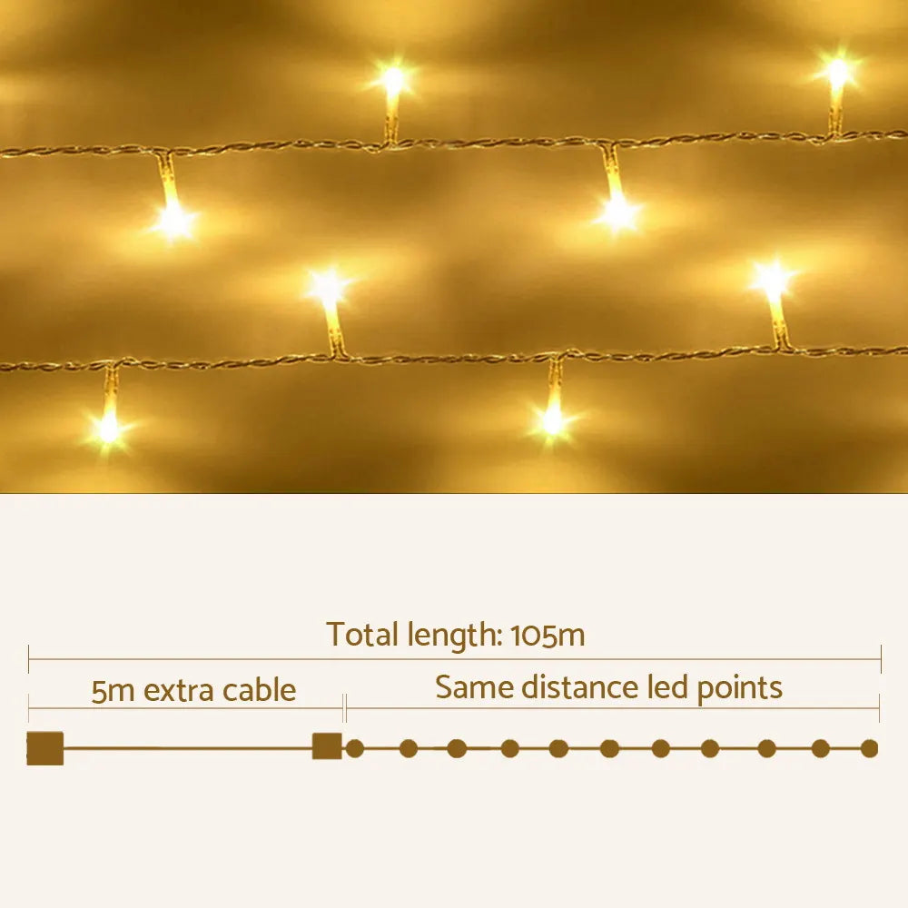 Jingle Jollys 100M Christmas Lights String Light 500 LED Warm White - Image 2