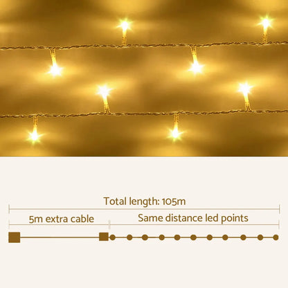 Jingle Jollys 100M Christmas Lights String Light 500 LED Warm White - Image 2