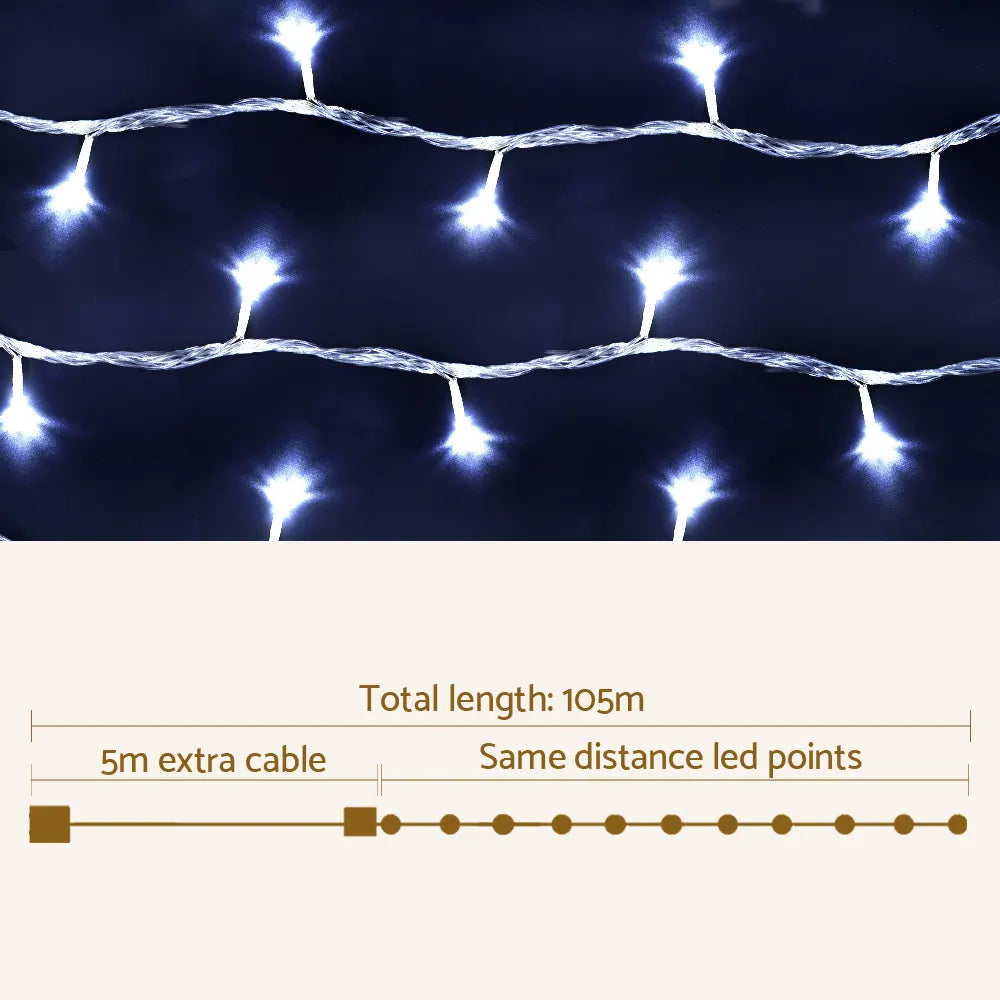 Jingle Jollys 100M Christmas Lights String Light 500 LED Cool White - Image 2