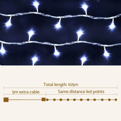 Jingle Jollys 100M Christmas Lights String Light 500 LED Cool White - Image 2