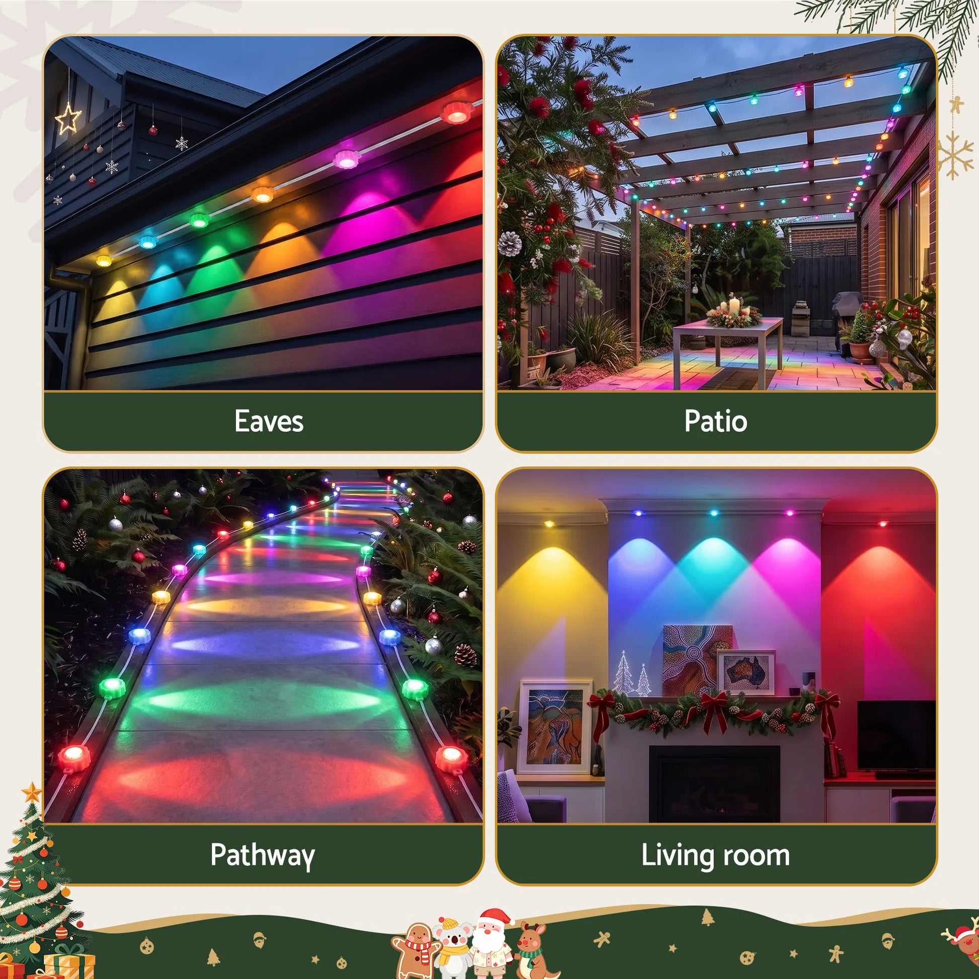 Jingle Jollys 30M Christmas Permanent Outdoor Lights Smart Eaves String App Control Decoration 72LED - Image 6