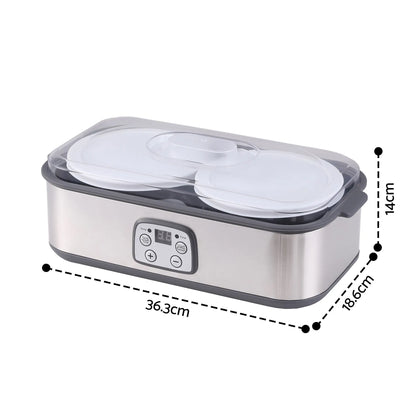 Devanti Greek Yoghurt Maker Machine 2x960ml Large Tubs Temp Control Grey - Image 3