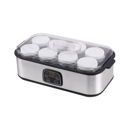 Devanti Yoghurt Maker Machine with 8x180ml Glass Cups Temp Control Black - Image 2