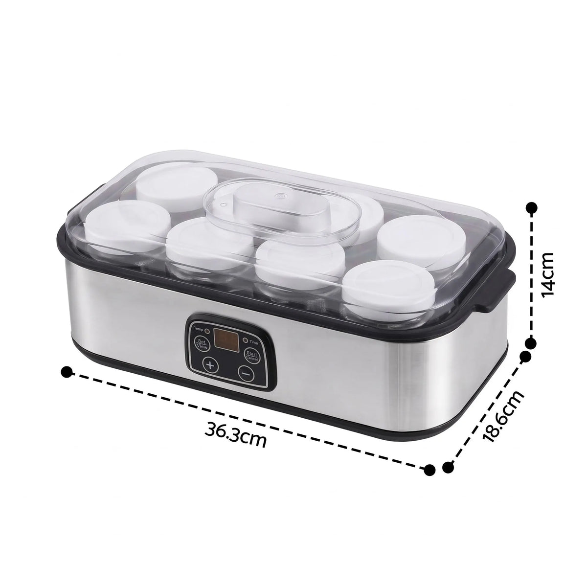 Devanti Yoghurt Maker Machine with 8x180ml Glass Cups Temp Control Black - Image 3