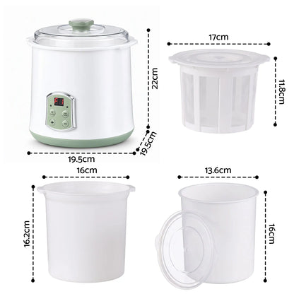 Devanti 2-in-1 Yoghurt Maker and Fermenter 2L with Greek Yoghurt Strainer Soft Cheese Machine - Image 3