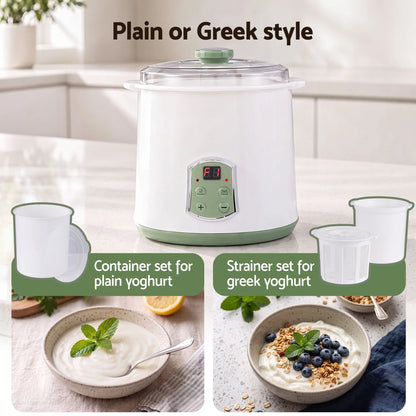 Devanti 2-in-1 Yoghurt Maker and Fermenter 2L with Greek Yoghurt Strainer Soft Cheese Machine - Image 5