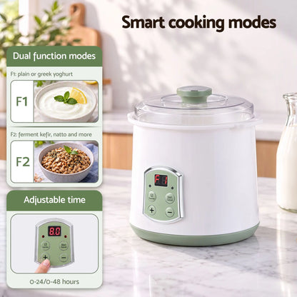 Devanti 2-in-1 Yoghurt Maker and Fermenter 2L with Greek Yoghurt Strainer Soft Cheese Machine - Image 6
