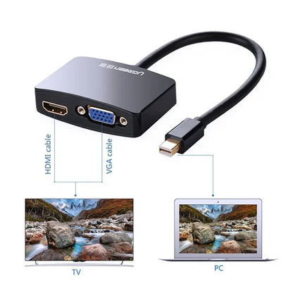 UGreen 4K Mini DisplayPort to HDMI / VGA Adapter - Black (10439) - Image 2