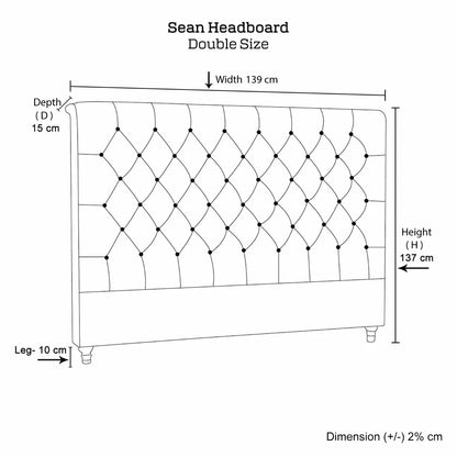 Bed Head Double Size French Provincial Headboard Upholsterd Fabric Charcoal - Image 6